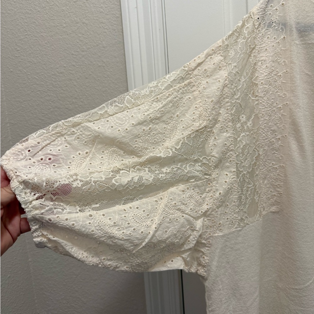 Torrid Cream Lace Detail Sweatshirt - Picture 3 of 5